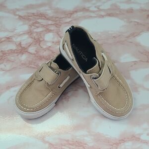 EUC Nautica Little River 3 Tan Canvas Boat Shoe Toddler Sz 8